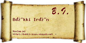 Bükki Irén névjegykártya